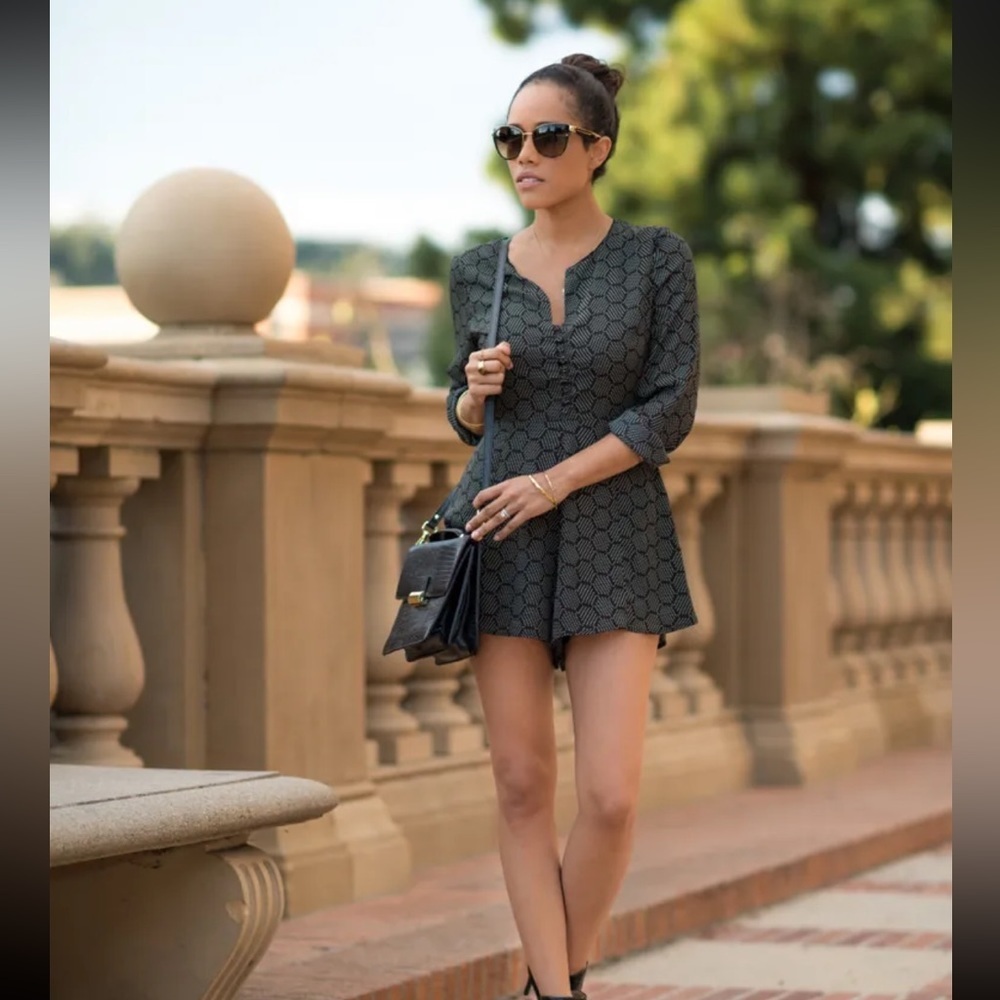 Harlyn Honeycomb Romper, Black, long sleeve, size XSP​​
